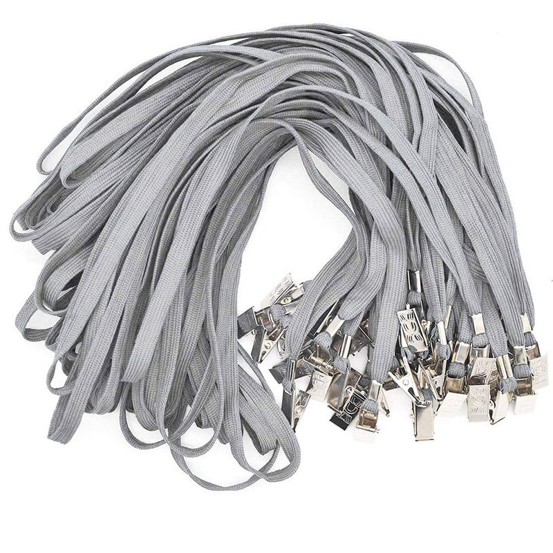 Bird Fiy Lanyards with Id Holder Badges Name Tags 50 Pack Lanyards with Bulldog Clip and 50 Pack Waterproof Clear Plastic Vertical Name Tag Badge ID Card Holders (Gray) - Image 5